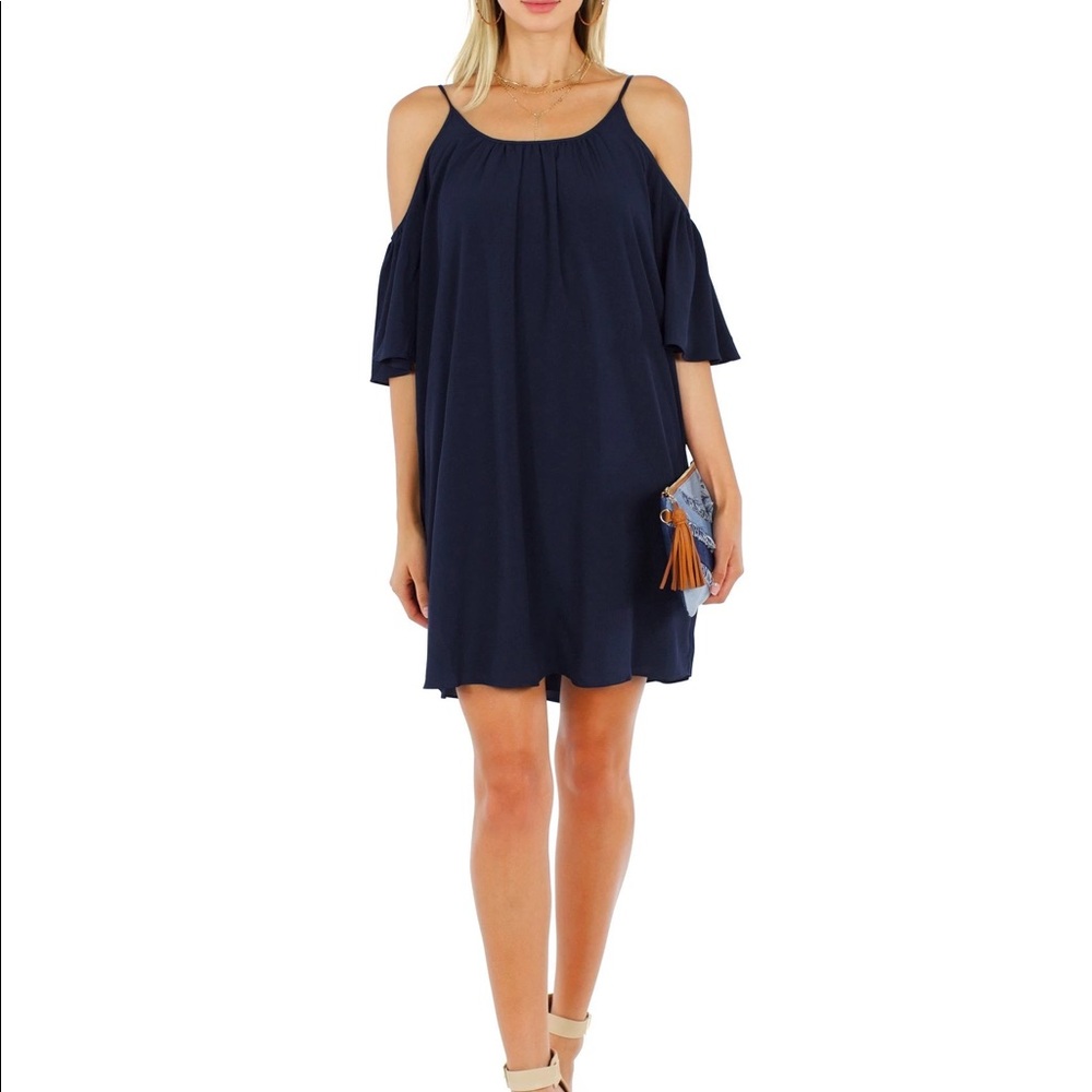 French Connection Cut Out Shoulder Black Dress-Perfect for the Holidays! NWT